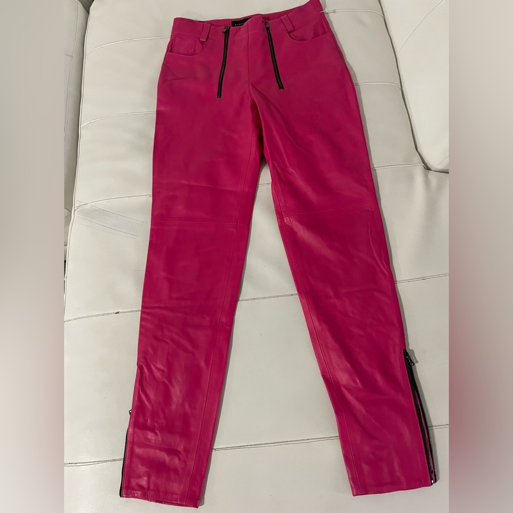 MARCELL VON BERLIN NWT pink leather lambskin pants Barbiecore